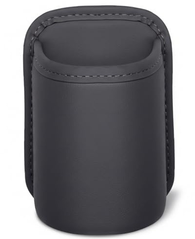 Car Door Cup Holder, Sturdy Leather Car Drink Holder with Hook, Vehicle Mini Trash Can for Door Edge, Back Seat & Console, Black Cup Trash Can