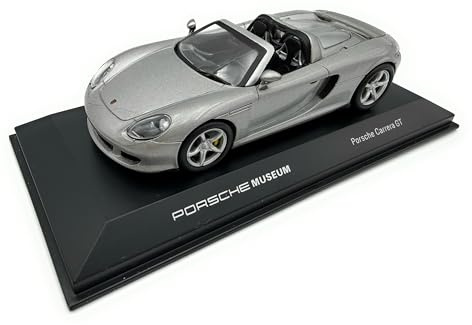 Modellino Porsche Carrera GT in Scala 1:43, Colore Argento - Modellino da Collezione Dettagliato | Veicolo in Miniatura (Edizione Museo)
