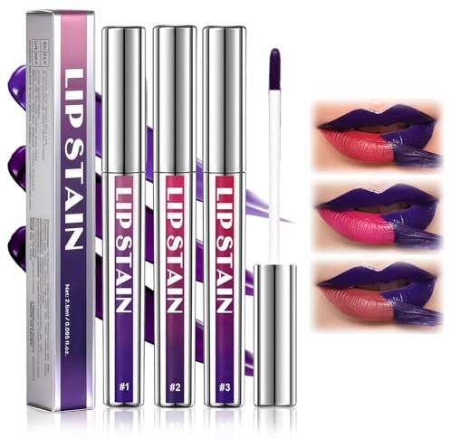 3 Piezas Peel Off Lip Tint De Larga Duración,Lipliner Waterproof,Peel off Matte Finish Labial Mancha,Labios Retráctil de larga duración,Uso diario