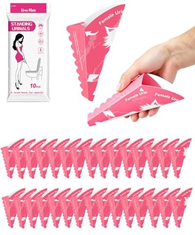 JIRVEX 30 Pezzi Coni per Pipi Donna Usa e Getta, Imbuto Pipi in Piedi Donna Monouso, Orinatoio Portatile Donna di Carta Impermeabile per Viaggi, Campeggio, Festival e Escursioni
