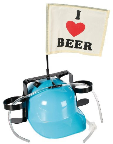 Trinkhelm I love BEER Bier Bierhelm mit Getränkehalterung und Fahne Ideal für Fasching und Oktoberfest