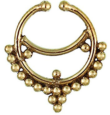 Chic-Net Nasenringe Fake Septum Sichel Punkte Messing antik golden nickelfrei Piercing Brass