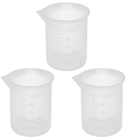 sourcing map 3Stück Lab Kunststoff Flüssigkeitsbehälter Mess Testing Becher 100 ml Kapazität DE de