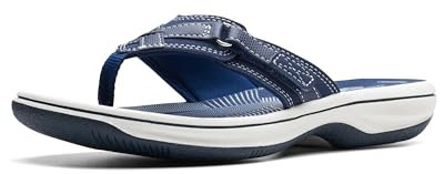 Clarks Women's Breeze Sea Flip Flop, New Navy Synthetic, 8.5 UK M