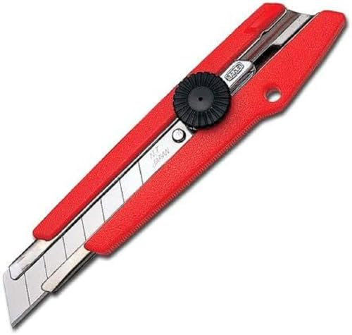 Olfa NT Cutter Cuttermesser L-500 P rot (Cutter-Messer mit Rädchen, 18 mm Abbrechklinge, Abbrechhilfe, Universalmesser) 489942