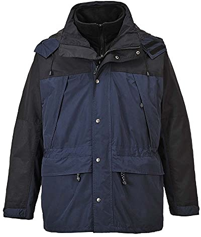 Portwest S532 Orkney 3-in-1 Jacket Long Sleeve Waterproof Pack Away Hood | Navy, 2X Large, EN 343 Class 3:2, Regular Fit, Interactive Fleece, Phone Pocket, Two-Way Zip, Zipped Pockets, Corporate