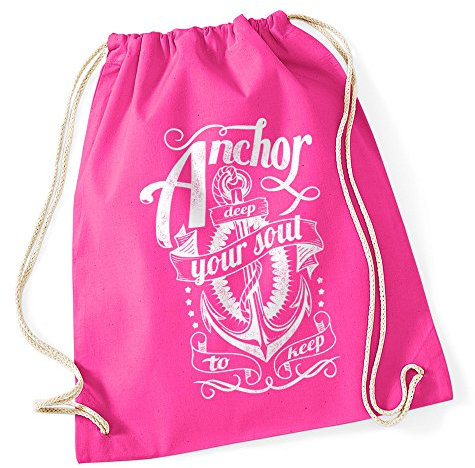 Turnbeutel Anker Hipster Beutel Tasche Anchor Jutebeutel Stringbag Beuteltasche pink