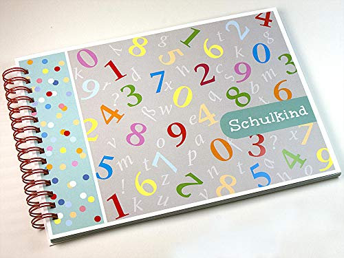 Fotoalbum DIN A5 Erinnerungsbuch für Einschulung Schulanfang Schuleinführung Motiv Zahlen