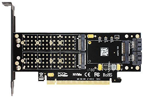 HD M.2 NVMe SSD NGFF TO PCI-E3.0 X4 Adapter M Key B Key mSATA Interface Card Suppor PCI Express 3.0 3 in 1 Dual 12v+3.3v