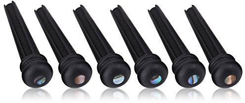 Gitarre Bridge Pins, 6 Pcs Ebenholz Folk Bridge Pins Mit Abalone Shell für 6 String Akustische Folk Gitarre