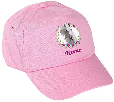 Striefchen® Rosa Basecap für Mädchen mit eigenem Namen und wunderschönen Pferd Motiv
