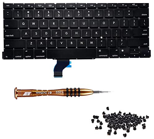 Willhom US Keyboard with Screws Screwdriver Kit Replacement for MacBook Pro Retina 13 A1502 (Late 2013- Early 2015)