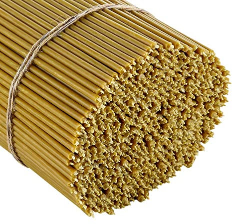 Danilovo Ritual Kerzen 100% Bienenwachs (Gelb) - Orthodoxe Kerzen für Gebet Tischdeko Hochzeit - Ungiftig, Ruß - Tropffrei, Nachhaltige Produkte, N120, Höhe: 16 cm, Ø 5,4 mm (400 stück - 1334 g)