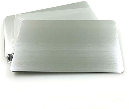 Ebamaz 304 Edelstahl Metall Visitenkarten 86X54X0,5 mm Packung mit 10 Stück (Silber Gebürstet, Blanko)