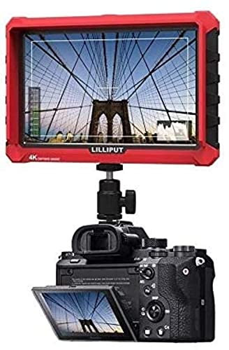 Lilliput A7S 7 Inch Camera Field Monitor 4K 1920x1200 IPS Screen HDMI Input Output Video For DSLR Mirrorless Camera A7 A7R A7S III A6500 GH5 GH5s 5D 70D D810 Ronin S (Red With Battery And Charger)