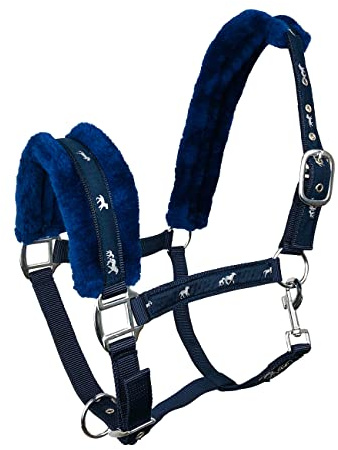 York Halfter Softy mit Plüschpolsterung Stallhalfter Pferdehalfter Teddyfleece (Pony, blau)