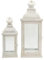 Rebecca Mobili Set 2 Lanterne Porta Candela Bianche, Metallo PVC, Stile Vintage, Giardino Soggiorno - Misure: 50x19x19 (HxLxP) - Art. RE6555