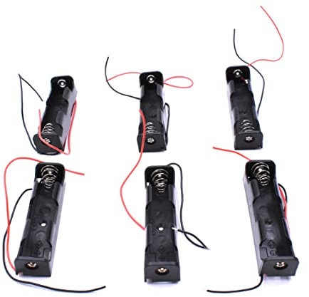 Aliotech 3.7v 18650 Battery Holder 18650 DIY Battery Storage Box Case Holder 18650 Button Top Single Battery Wire Lead Battery Storage Box Holder Case(6 Pack)