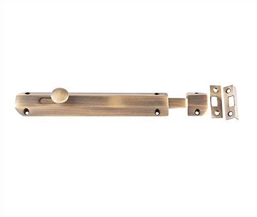Jedo 200mm (8) Heavy Duty Sliding Surface Door Lock Bolt for Internal Latch Doors and External Doors and Windows (Antique Brass)