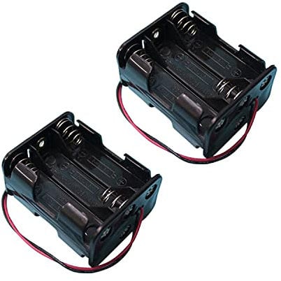 2pcs 6AA 9V Plastic CELL Battery Clip Slot Holder Case Battery Storage Box Double Deck/Back to Back with Wire Leads (6X AA)