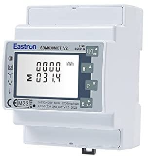 EASTRON SDM630MCT V2 Stromzähler, 1/3 Phase Modbus RS485 RTU – (Stromwandler erforderlich) gespeister DIN-Schienen-Smart-Meter, MID kalibriert
