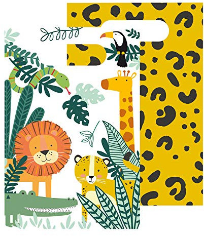 Amscan 9909354 - Partytüten Get Wild, 8 Stück, Papier, 23,2 x 16,3 cm, Mitgebsel, Kindergeburtstag