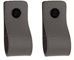 Brute Strength - Ledergriffe für Möbel - Grau - 2 Stück - 12,5 x 2,5 cm - Schrankgriff, Türgriff für Küche, Bad, Schränke, Kommode, Holz