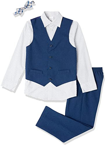 Van Heusen Boys' 4-Piece Formal Suit Vest Set, Blue Jean, 8