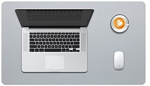 DOBAOJIA Schreibtischunterlage Grau, Schreibtischmatte, Desk Pad, Schreibtischschutz, Schreibblock, für Laptop/Tastatur/Maus/Hause/Büro, PU Leder Wasserdicht + Wildleder rutschfest 60 x 35cm