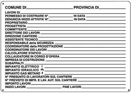 Social Crazy - Nuovo Cartello Cantiere Permesso di Costruire - Adesivo Extra Forte, Pannello Forex 30x42 cm, Segnale Industriale per Costruzione e Sicurezza