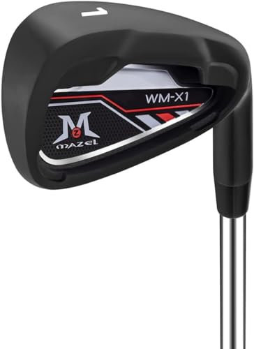MAZEL WM-X1 Individual Golf Iron 1,2,3,4,5,6,7,8,9,Pitching Wedge,Sand Wedge or Irons Set with Steel Shafts for Right Handed Golfers (RH,1 Iron Single,Black, Right Handed)