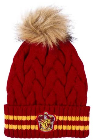 Harry Potter Unisex Kinder Gorro Pompon LOL Strickmütze, Gryffindor - Rot, Einheitsgröße EU
