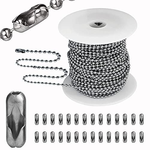 Edelstahl-Kugelkette, Halskette, Kugelperlen, 16.8 m Perlenkette, Kugelkette, DIY-Handwerk, 2.0 mm Durchmesser