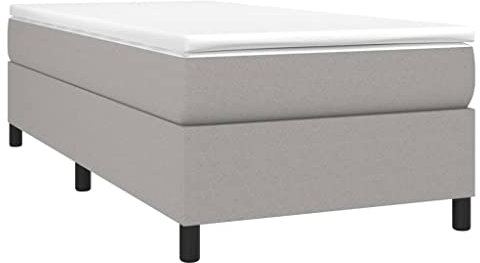 vidaXL Cadre de Lit, Lit Rembourré, Lit Simple, Lit Adulte, Meuble de Chambre à Coucher Intérieur, Moderne, Gris Clair 90x200 cm Tissu