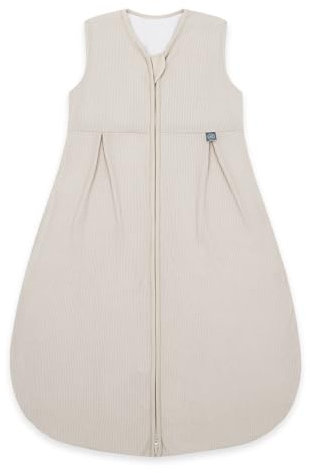 emma & noah Premium Baby Schlafsack Sommer, Bequem & Atmungsaktiv, 100% Bio-Baumwolle, OEKO-TEX Zertifiziert, Flauschig Weich, Bewegungsfreiheit, 1.0 TOG (Essential Beige, 90 cm)