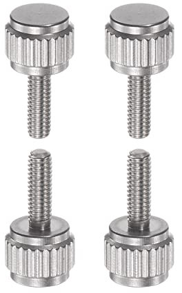 sourcing map 4 runde flache Kopf-Rändelschrauben M2,5 x 8 mm Handklemmschrauben Gewindebolzen für Messschieber