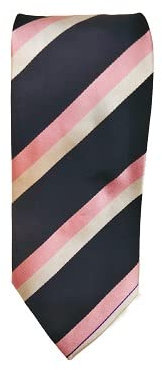 Generico Krawatte aus 100 % Seide, hergestellt in Italien, 8 cm, Farbe Blau gestreift, Rosa und Beige, italienischer Stoff – Schneiderei, gelb, Uomo, Taglia unica