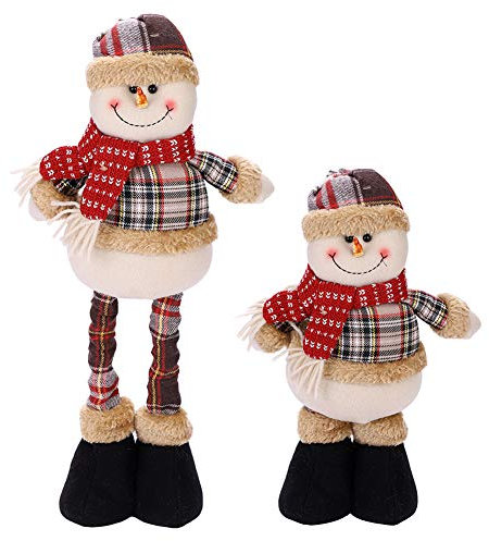 Christmas Plush Doll Extendable Leg Snowman Figurines Adjustable Christmas Standing Doll Cute Christmas Party Decorations Home Indoor Ornaments for Table Desk Fireplace Decor Home Decoration