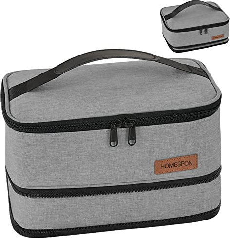 HOMESPON Expandable Lunch Bag for Men Women Kids Insulated Lunch Box Holder with Handle for Picnics Work School (Grey)