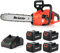 JonesHouseDeco Motosega a Batteria Agli Ioni di Litio 40V, con 4 Batteria da 4,0 AH, Motosega con Lunghezza di Taglio di 40cm, Catena Oregon, Velocità Catena 15 m/s, Freno Catena