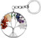Xzeemo Ciondolo, Ciondolo Albero della Vita, Portachiavi Portafortuna, Chakra Guarigione Reiki Palle Gioiello di Pietra Portachiavi, Collana Ciondolo Ciondolo da Donna Regalo di Compleanno (C)