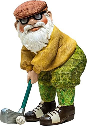 Nain De Jardin Statues Gnome Golfeur,Vilain Gnome Golfeur Ornements De Jardin,Intérieur Extérieur Drôle Nain Figurines Cadeaux Pour Les Golfeurs Pelouse Art De La Cour Décoration ( Color : A , Taille