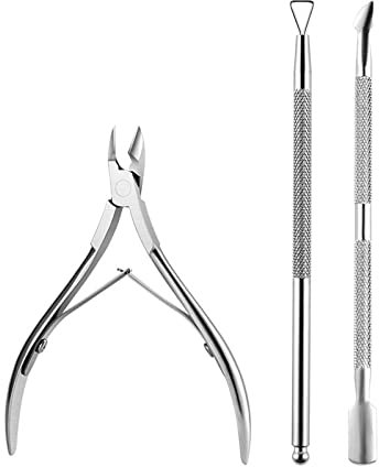 3 Piezas Pinza de Cutículas con Levantador de Cutícula Removedor de Cutícula de Acero Inoxidable y Herramienta de Belleza Cortador, Alicates Cortaúñas, Pedicura y Herramientas