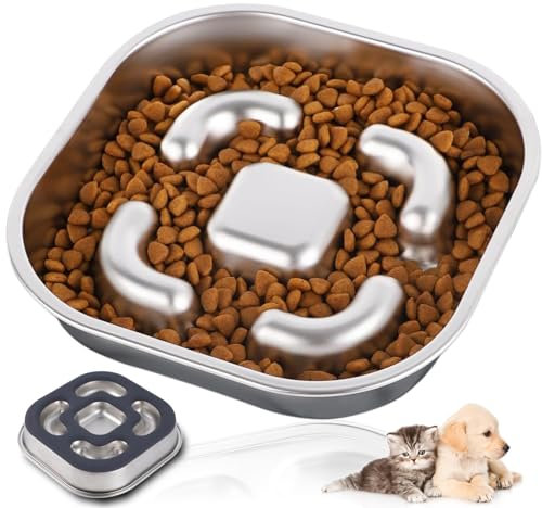 Anti-Schling Napf, Antischlingnapf Edelstahl, Slow Feeder für Hunde, Rutschfester Hundenapf für Groß, Kleine und Mittelgroße Hunde, Fressnapf Dog Bowl