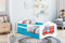 Happy Babies MOBI - Kinderbett 160 x 80 | Kinderbett mit Rausfallschutz & Bettkasten | Jugendbett mit farbigem Aufkleber | Kinderbett mit Matratze 80x160 | Kinder-Bett für Mädchen & Jungen BLAU (M16)
