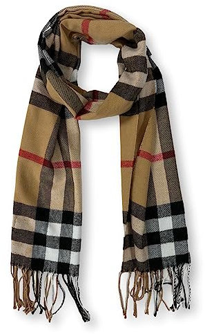 KARMA.DIEM Karierter Schal - Angenehm Weich - Schal kariert für Damen und Herren - Perfekt für Herbst und Winter 35x180cm (Camel)