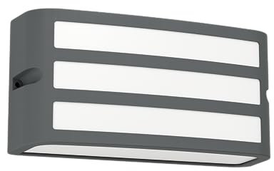 EGLO Wandlampe außen Camarada, Außenbeleuchtung Hauswand, rechteckige Außenleuchte Wand, Außenwandleuchte aus Metall in Anthrazit, Außenlampe mit E27 Fassung, IP54