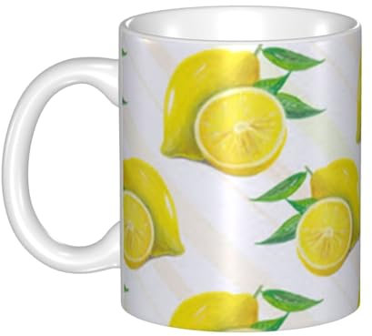 Mug rétro vintage jaune citron exquis tasses à café tasses à café, tasses en céramique élégantes parfaites pour la maison, le bureau, tasse ergonomique