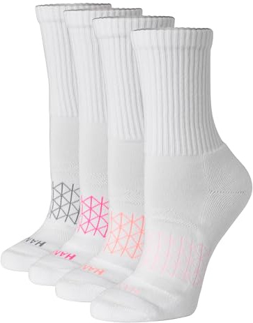 Hanes Absolute Active Crew Lot de 4 Paires de Chaussettes Rembourrées pour Femme Sans Couture Chaussettes Femme (lot de 4)