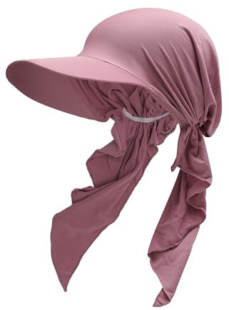 ZLYC Damen Sommer Chemo Kopfbedeckung mit Krempenvisier Vorgebundene Leichte Beanie(Einfarbig Violett Weiß),Einheitsgröße